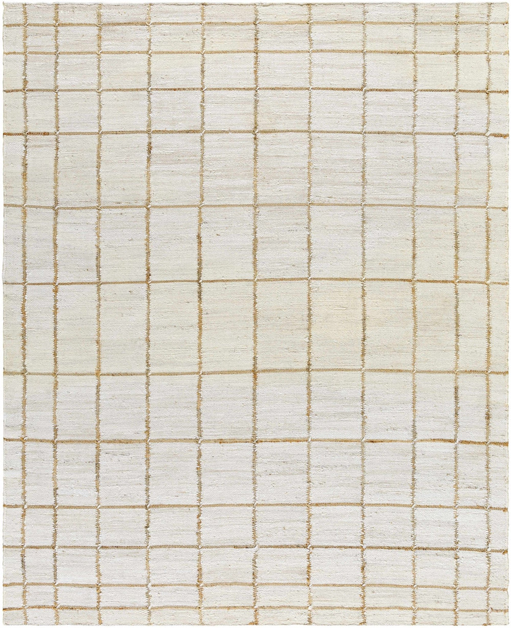 Zared Transitional Checkered Pattern Ivory Hand Woven Jute Rug - The Rug Decor
