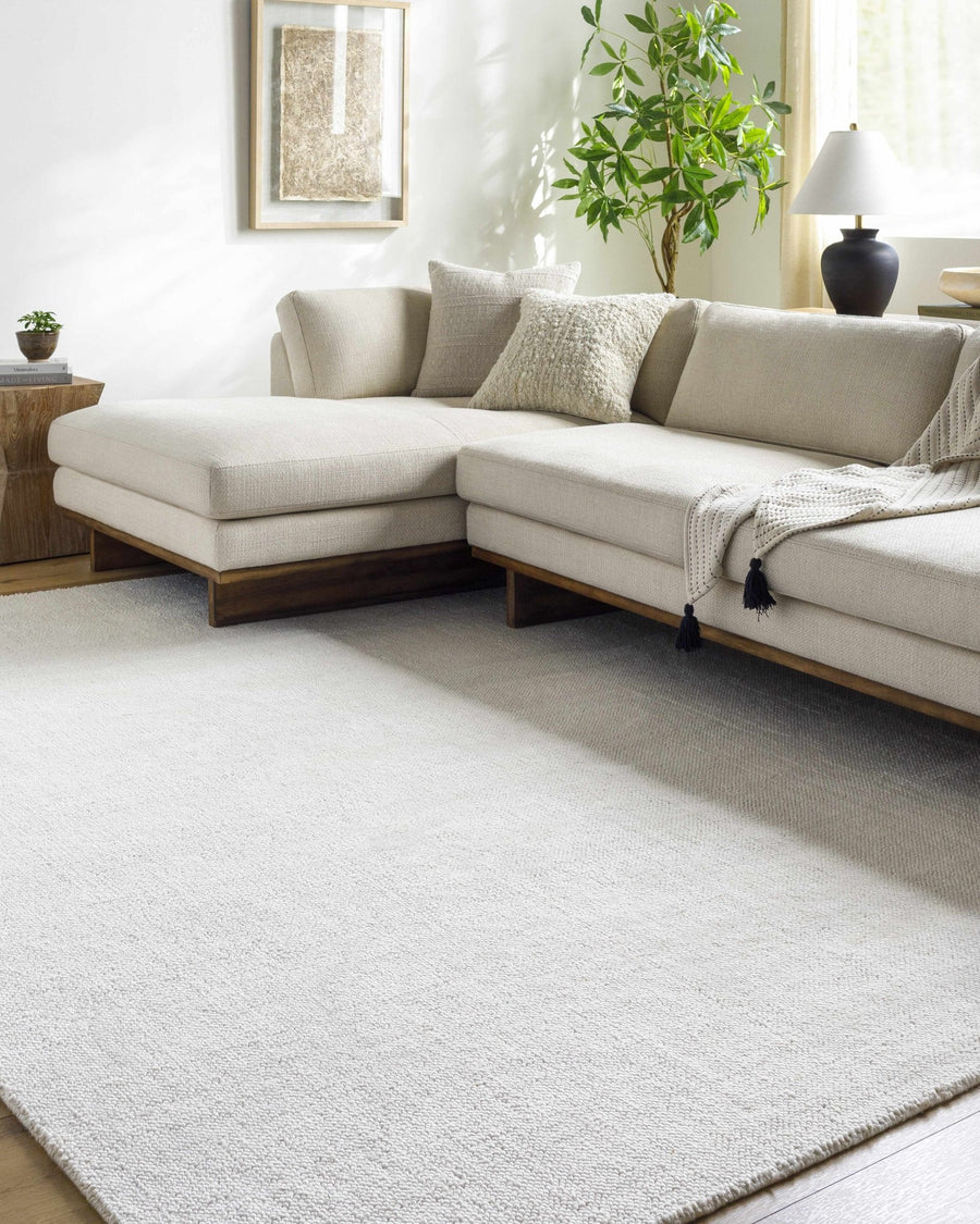 Zareh Off White Modern Solid Design Hand Loom Area Rug - The Rug Decor
