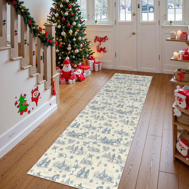 Zavora Christmas Beige Machine Washable Cotton Area Rug - The Rug Decor