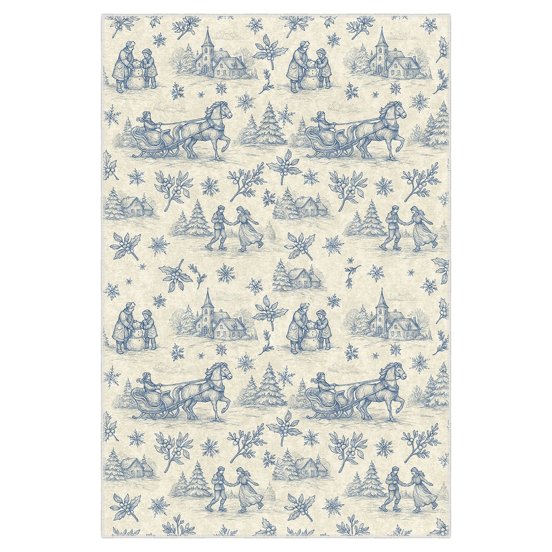 Zavora Christmas Beige Machine Washable Cotton Area Rug - The Rug Decor