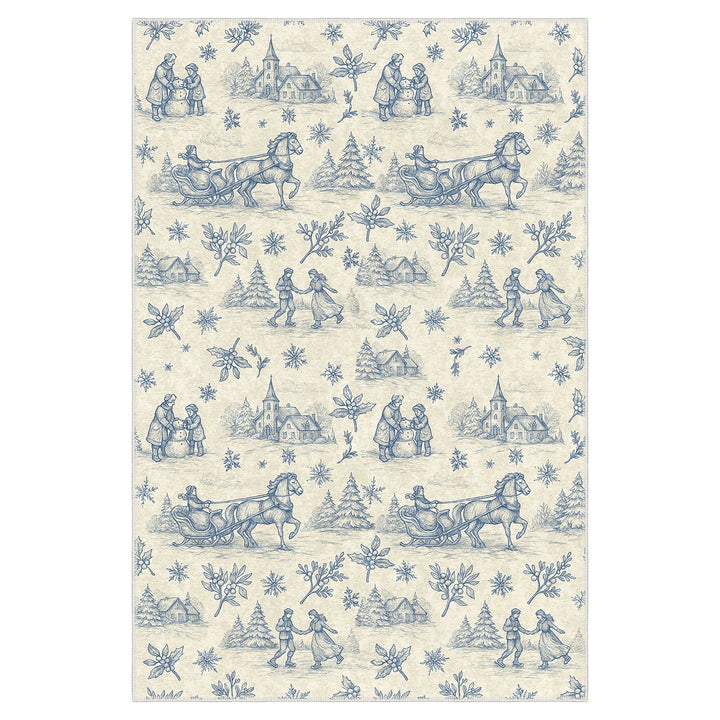 Zavora Christmas Beige Machine Washable Cotton Area Rug - The Rug Decor