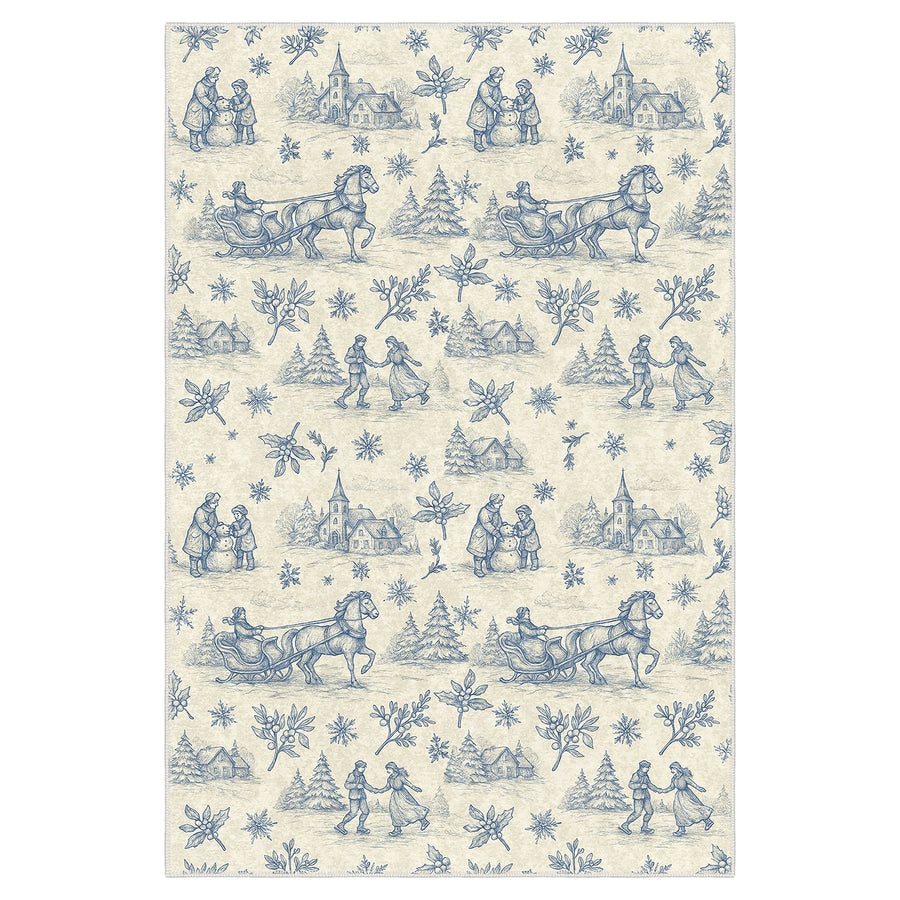 Zavora Christmas Beige Machine Washable Cotton Area Rug - The Rug Decor