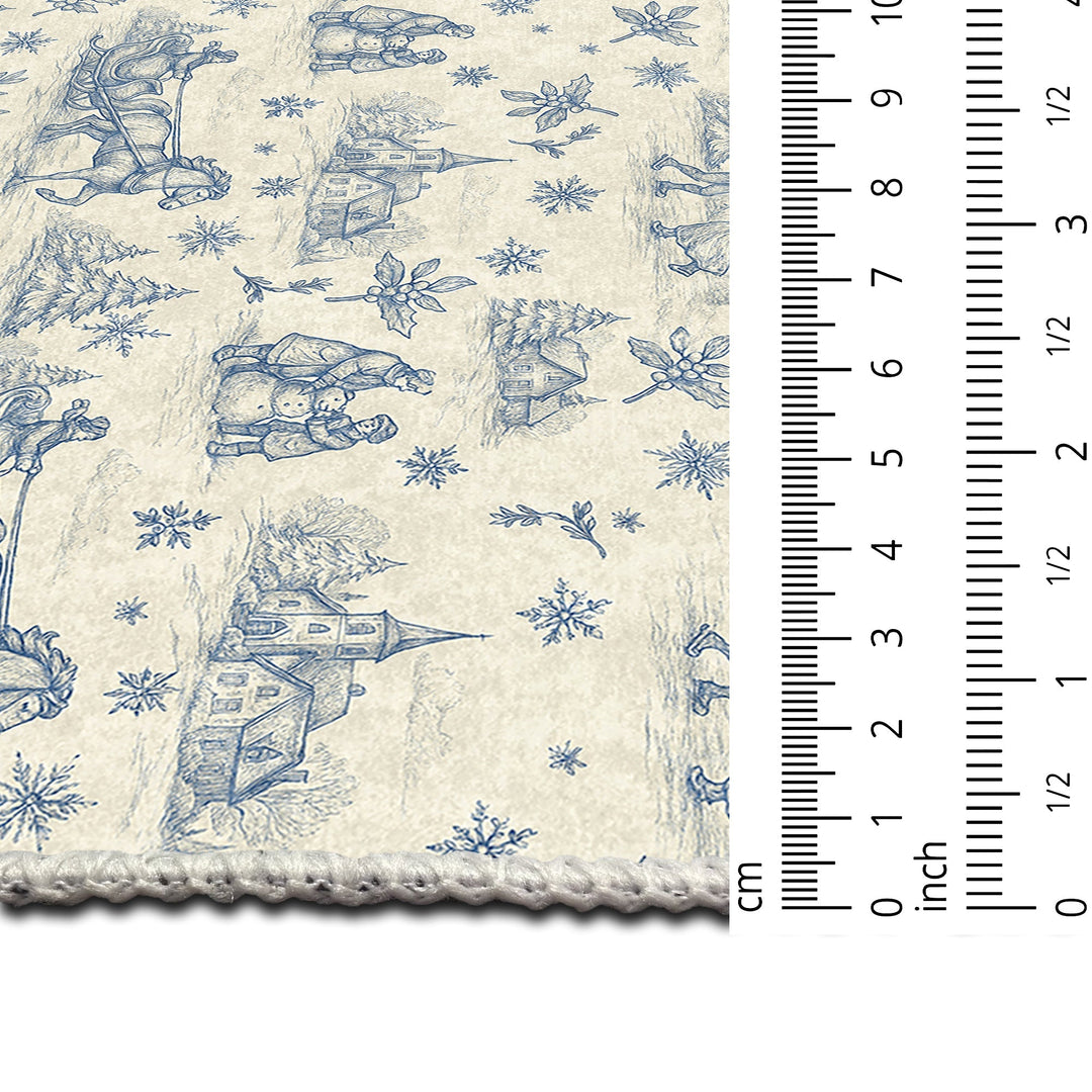 Zavora Christmas Beige Machine Washable Cotton Area Rug - The Rug Decor