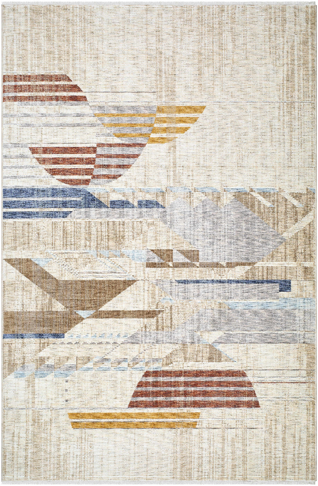 Zanna Contemporary Abstract Beige And Rust Machine Woven Area Rug