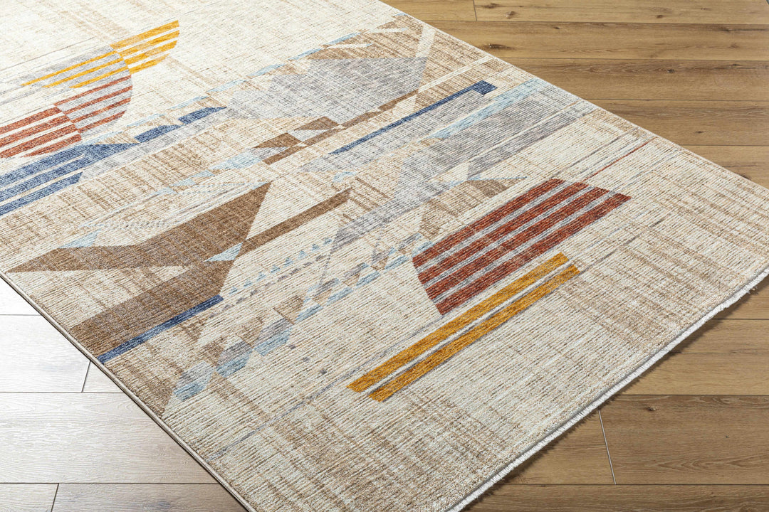 Zanna Contemporary Abstract Beige And Rust Machine Woven Area Rug