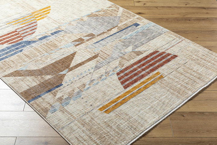 Zanna Contemporary Abstract Beige And Rust Machine Woven Area Rug