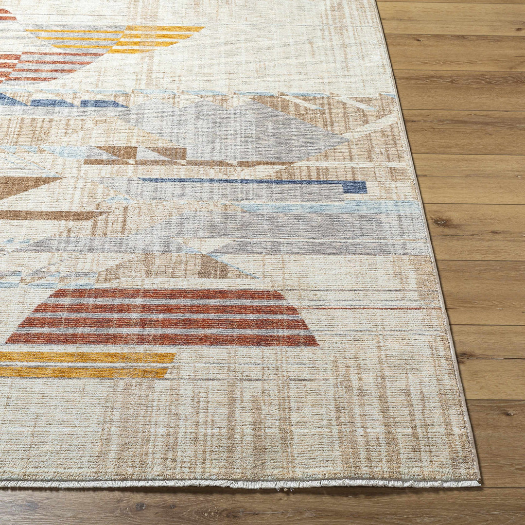 Zanna Contemporary Abstract Beige And Rust Machine Woven Area Rug