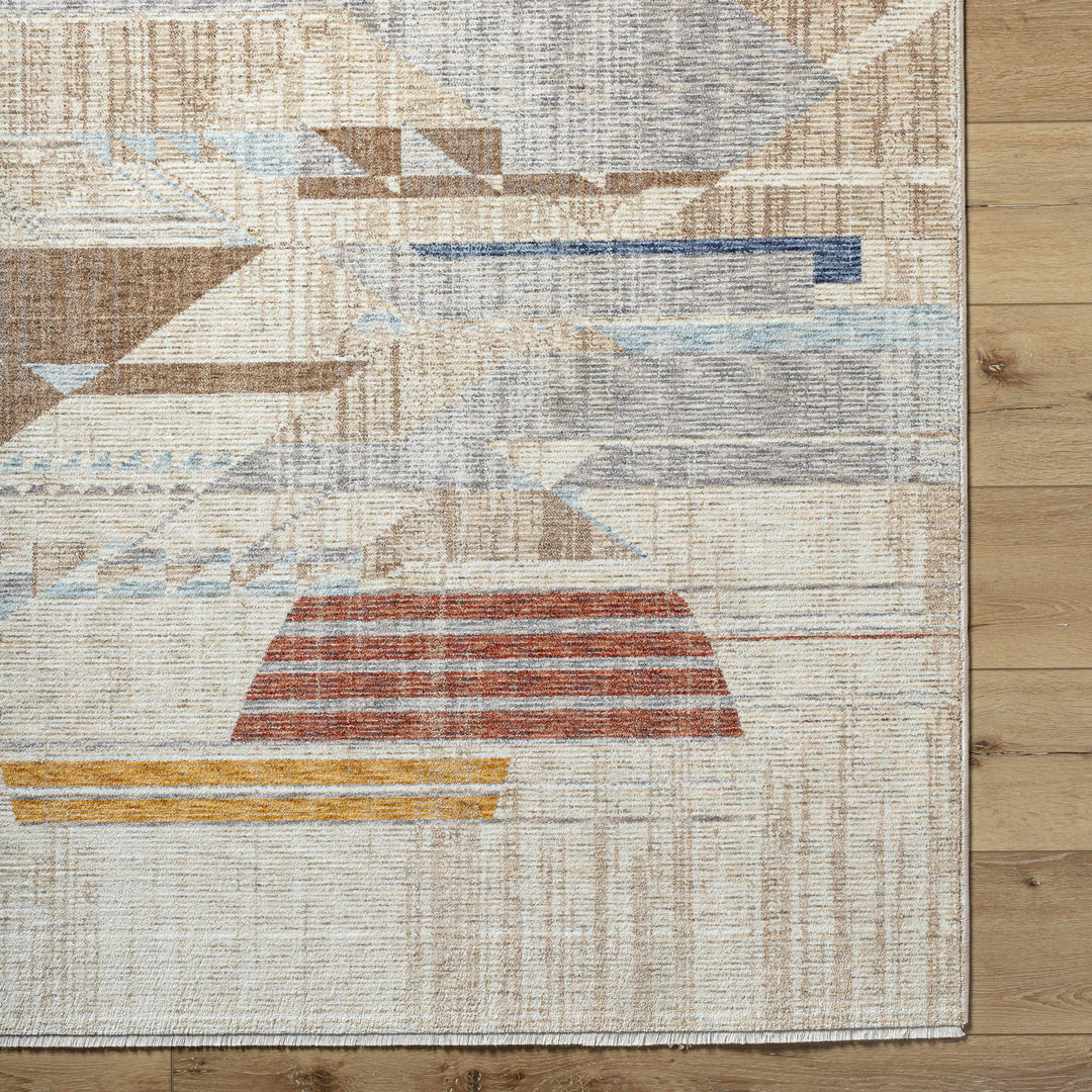Zanna Contemporary Abstract Beige And Rust Machine Woven Area Rug