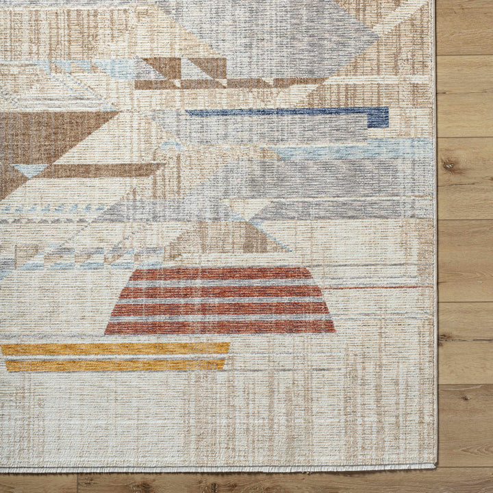 Zanna Contemporary Abstract Beige And Rust Machine Woven Area Rug