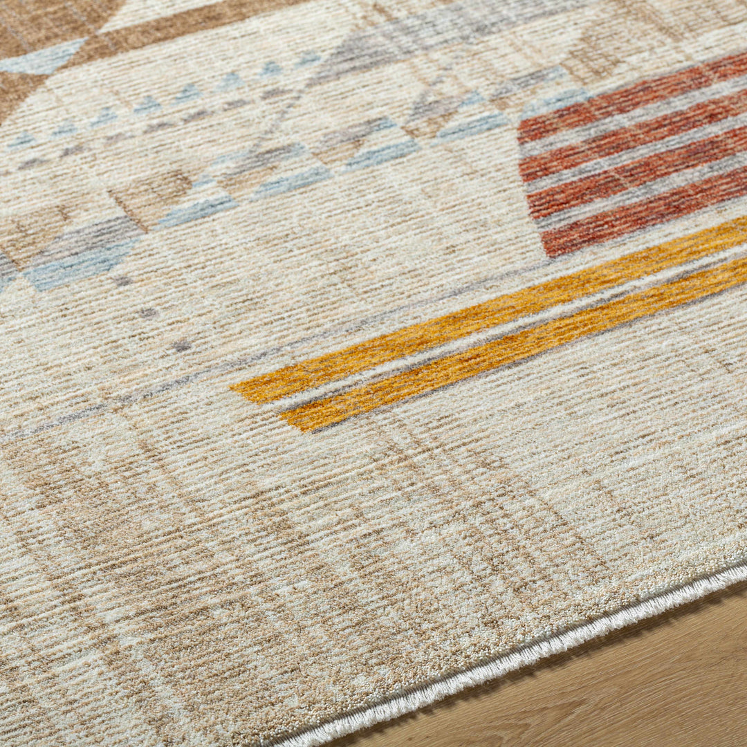 Zanna Contemporary Abstract Beige And Rust Machine Woven Area Rug