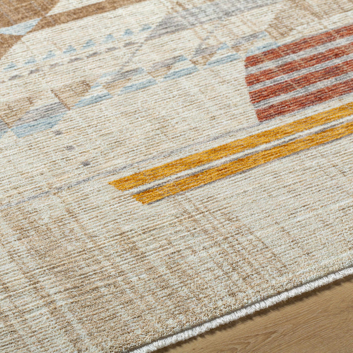 Zanna Contemporary Abstract Beige And Rust Machine Woven Area Rug