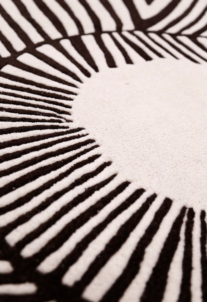 Zebra Orbit Black Hand Tufted 6x6 Wool Area Rug - The Rug Decor