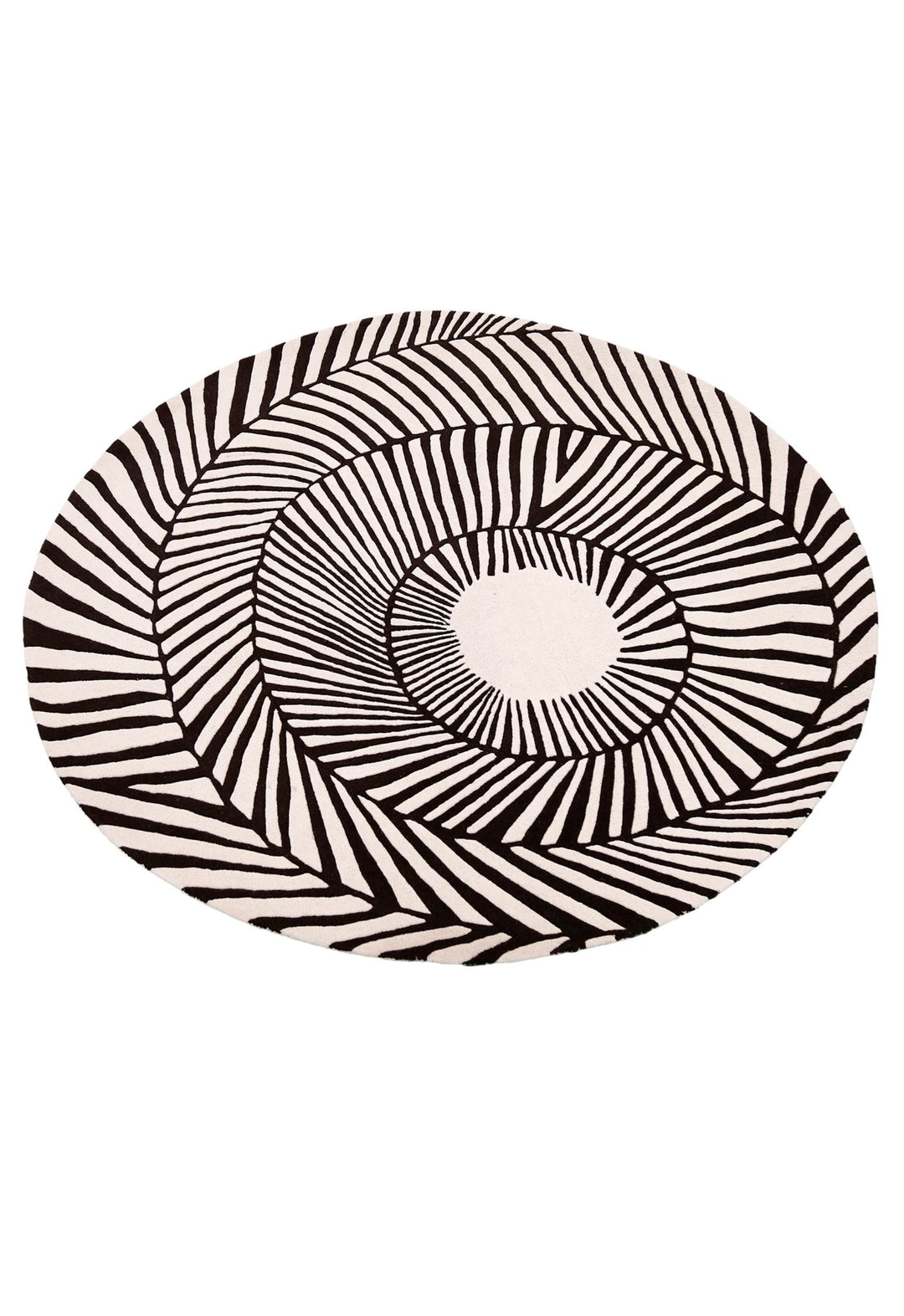 Zebra Orbit Black Hand Tufted 6x6 Wool Area Rug - The Rug Decor