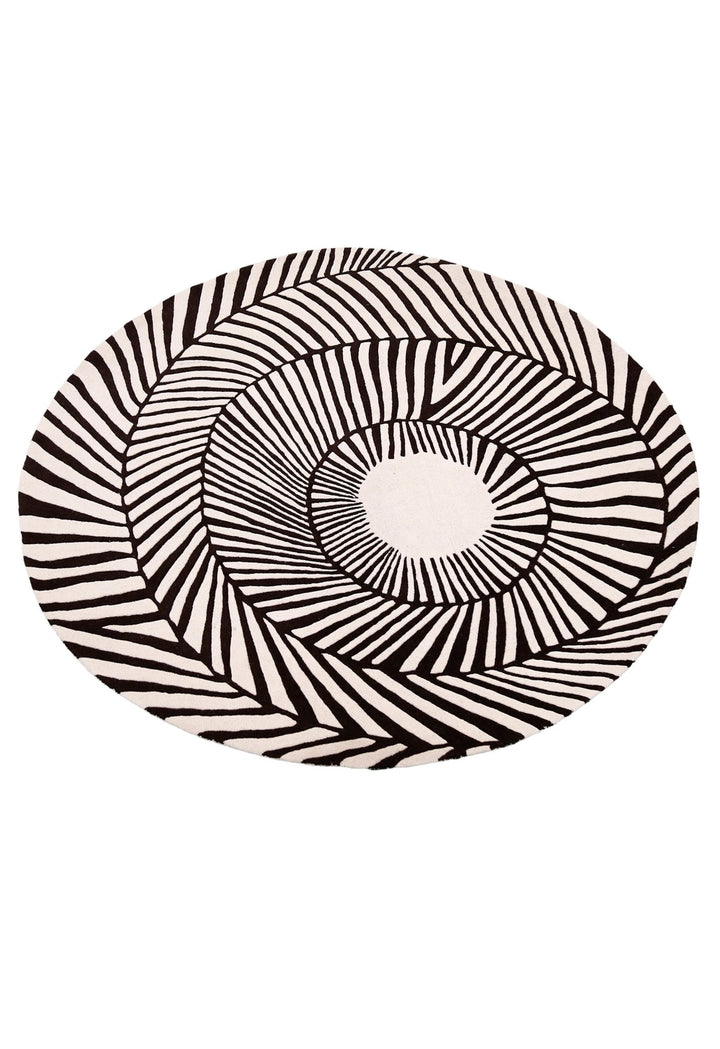 Zebra Orbit Black Hand Tufted 6x6 Wool Area Rug - The Rug Decor