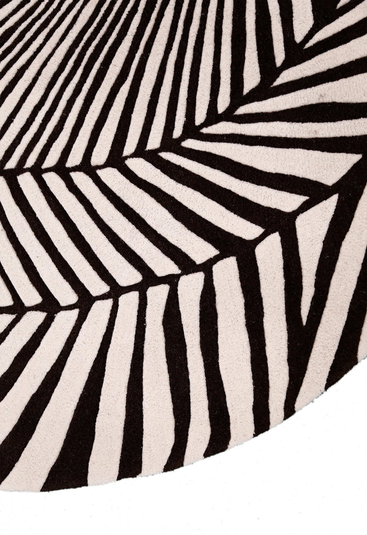 Zebra Orbit Black Hand Tufted 6x6 Wool Area Rug - The Rug Decor