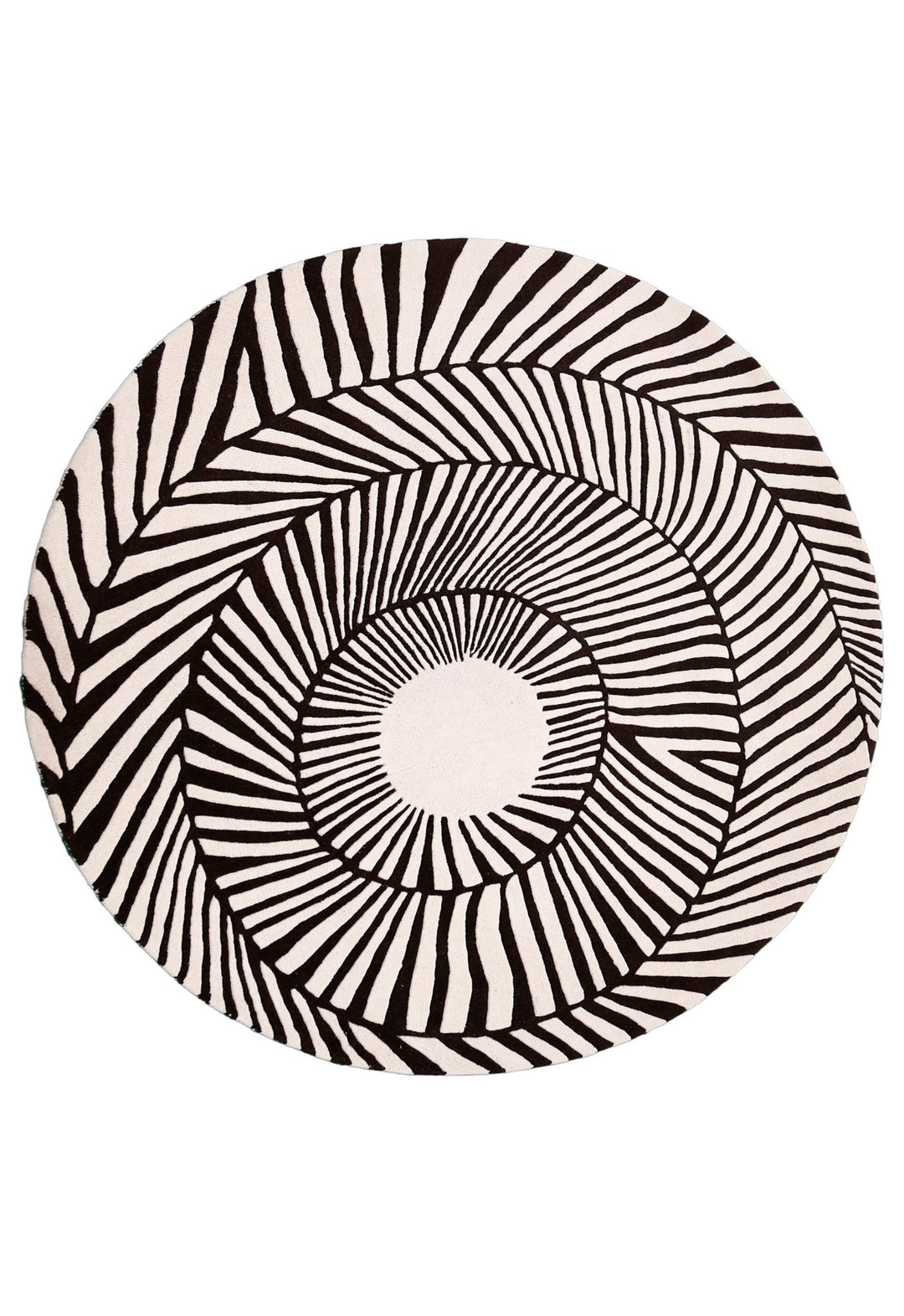 Zebra Orbit Black Hand Tufted 6x6 Wool Area Rug - The Rug Decor