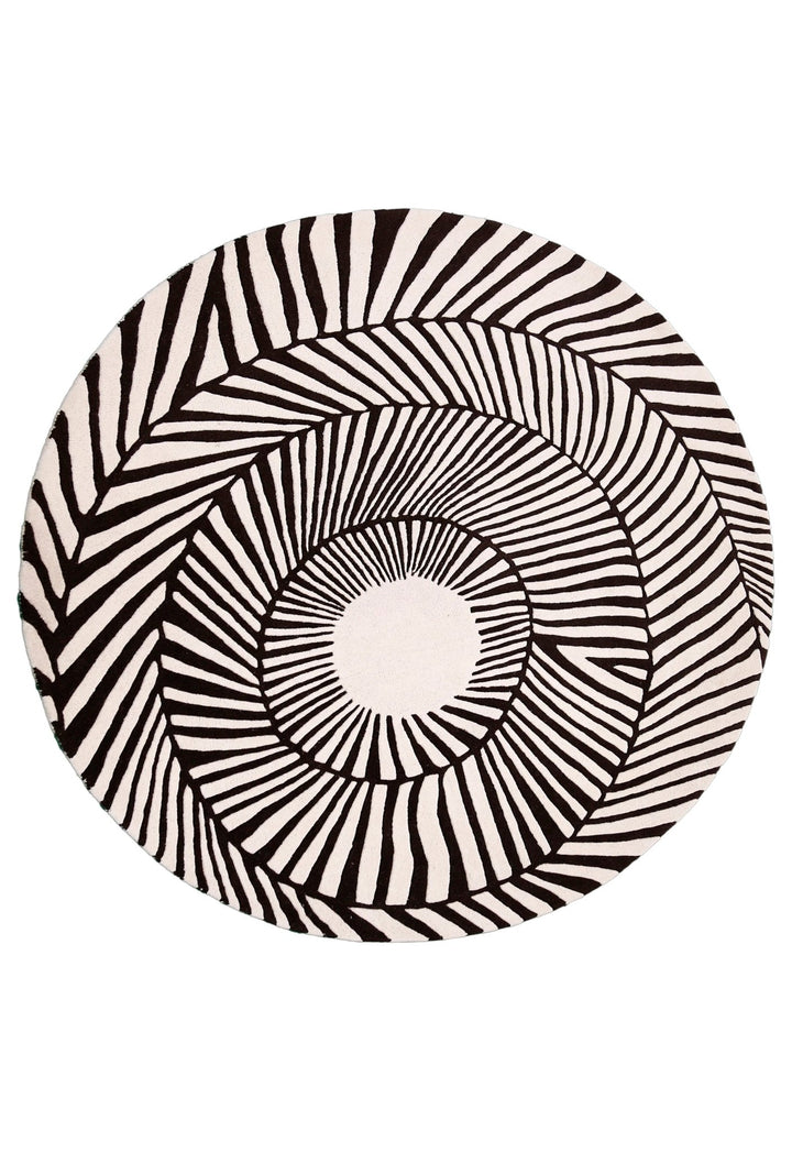 Zebra Orbit Black Hand Tufted 6x6 Wool Area Rug - The Rug Decor