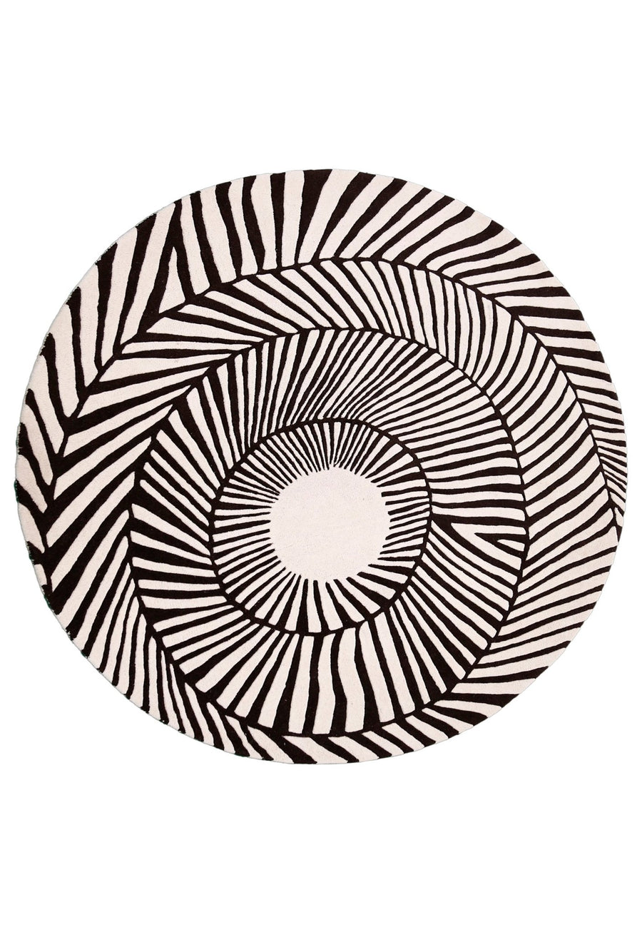 Zebra Orbit Black Hand Tufted 6x6 Wool Area Rug - The Rug Decor