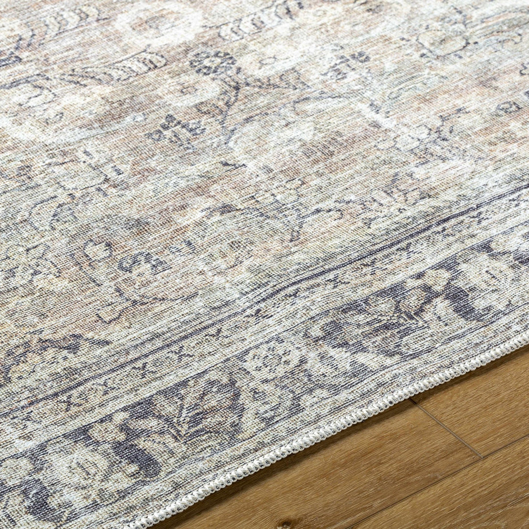 Zeger Traditional Charcoal And Beige Washable Area Rug - The Rug Decor