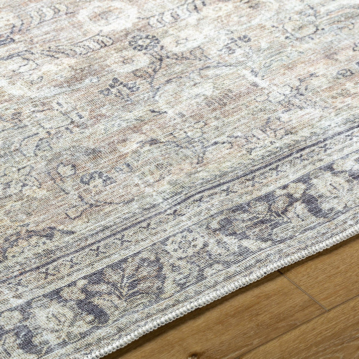 Zeger Traditional Charcoal And Beige Washable Area Rug - The Rug Decor
