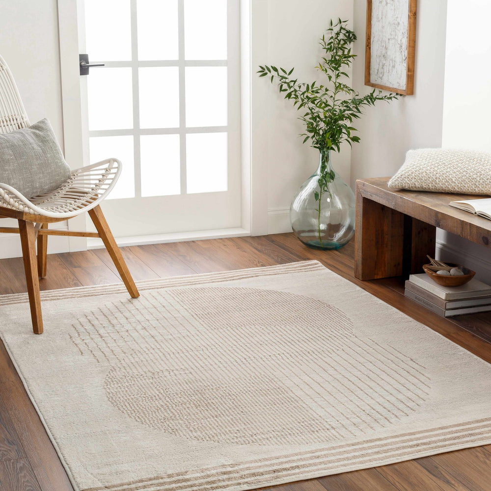 Zeke Modern Geometric Design Ivory And Tan Rug - The Rug Decor