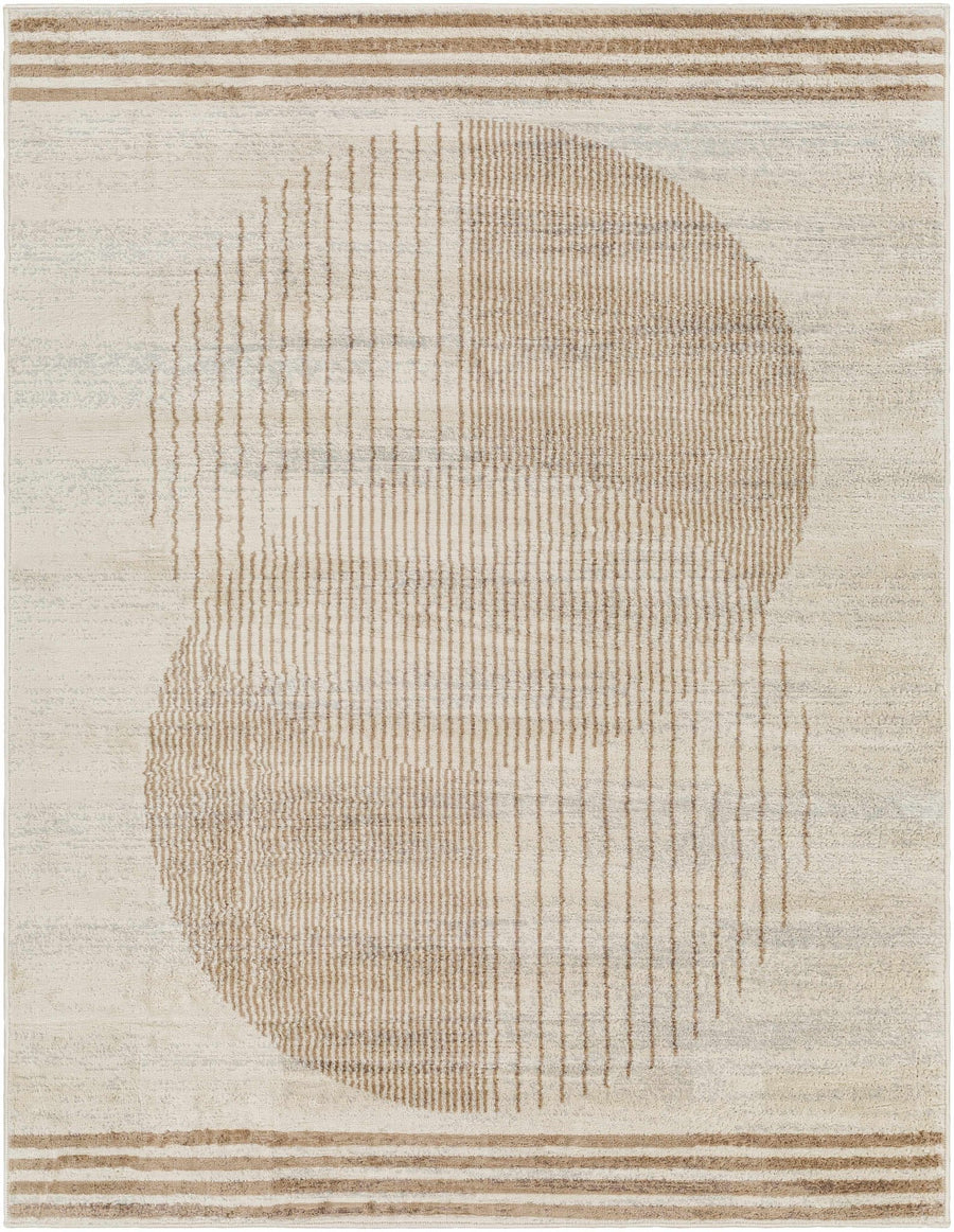 Zeke Modern Geometric Design Ivory And Tan Rug - The Rug Decor