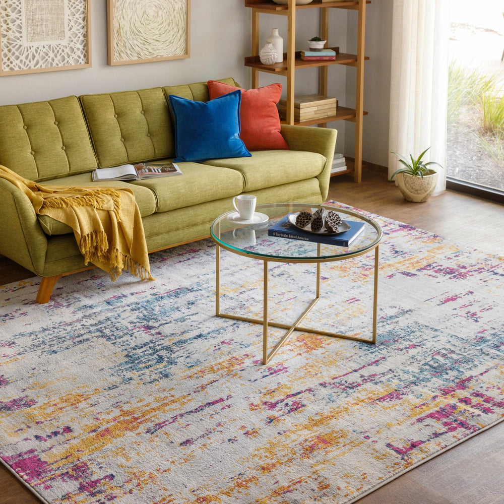 Zellwood Mustard And Ivory Modern Abstract Design Area Rug - The Rug Decor