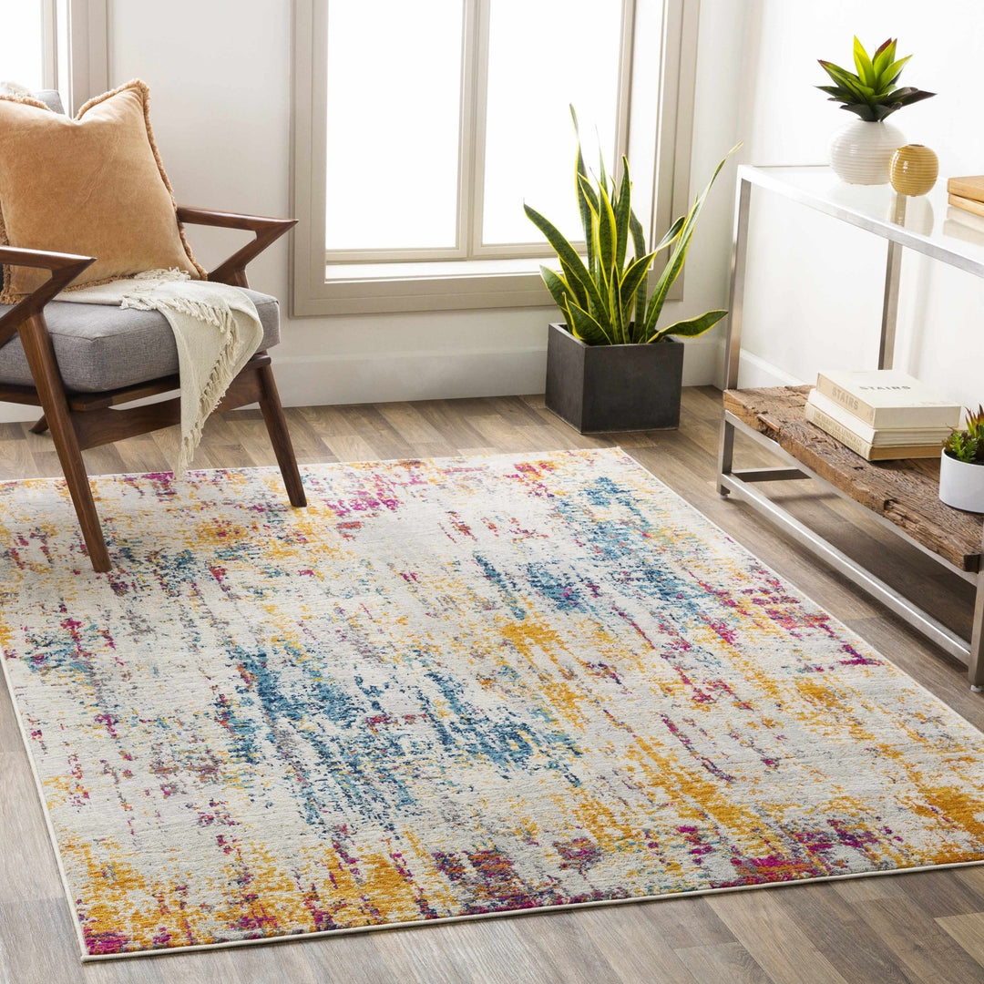 Zellwood Mustard And Ivory Modern Abstract Design Area Rug - The Rug Decor