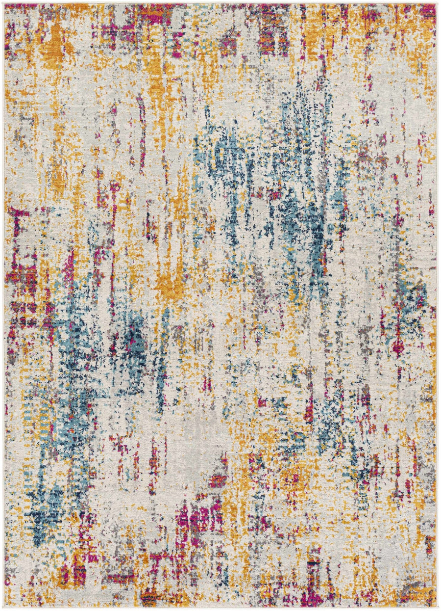 Zellwood Mustard And Ivory Modern Abstract Design Area Rug - The Rug Decor