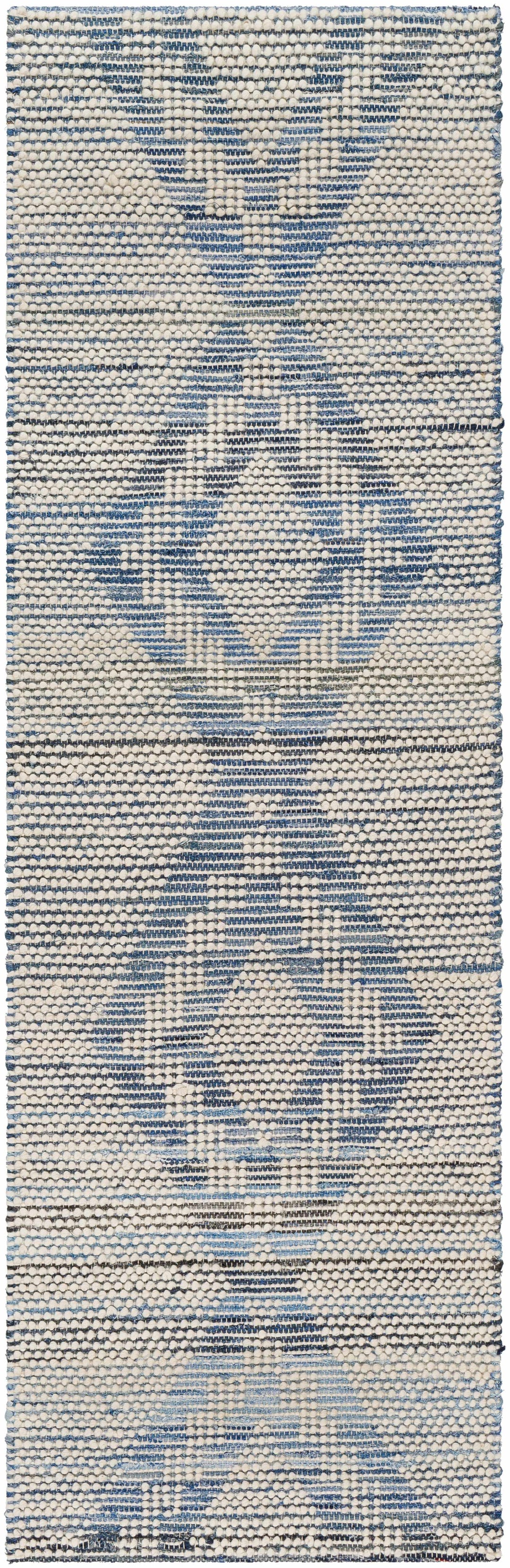 Ziya Modern Geometric Design Beige And Blue Hand Woven Wool Area Rug