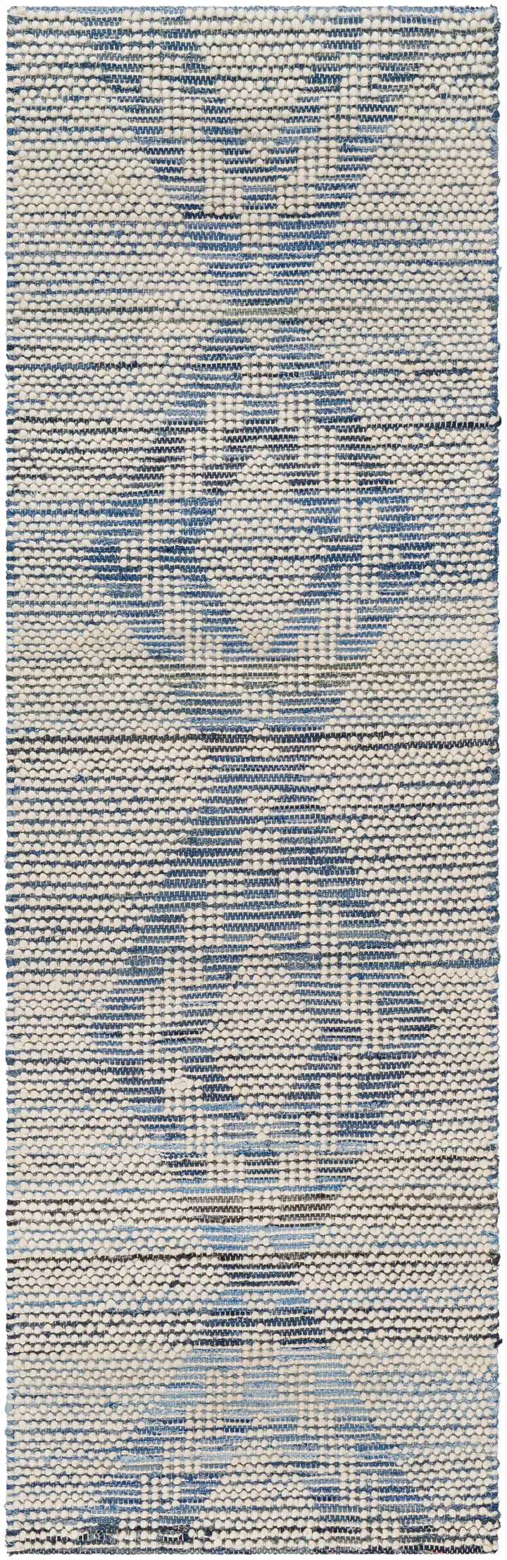 Ziya Modern Geometric Design Beige And Blue Hand Woven Wool Area Rug