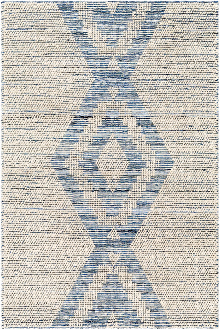 Ziya Modern Geometric Design Beige And Blue Hand Woven Wool Area Rug