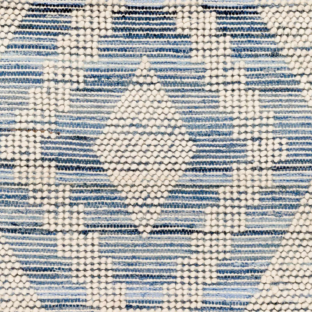 Ziya Modern Geometric Design Beige And Blue Hand Woven Wool Area Rug