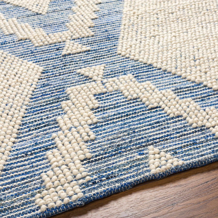 Ziya Modern Geometric Design Beige And Blue Hand Woven Wool Area Rug - The Rug Decor