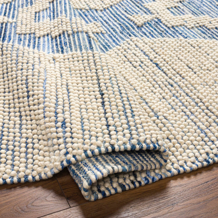 Ziya Modern Geometric Design Beige And Blue Hand Woven Wool Area Rug - The Rug Decor