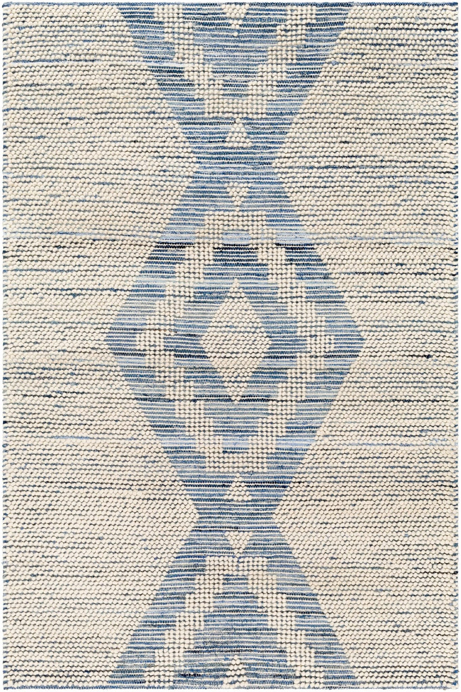 Ziya Modern Geometric Design Beige And Blue Hand Woven Wool Area Rug - The Rug Decor