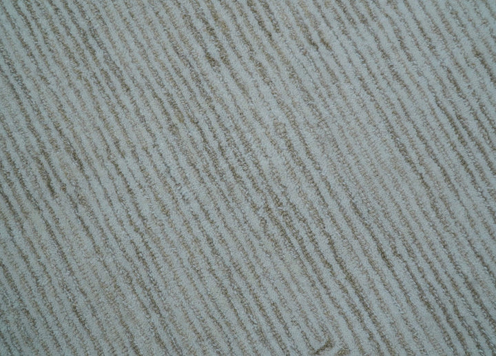 Zoha Custom Made Modern Style White And Beige Wool Rug - The Rug Decor