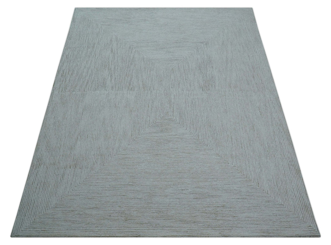 Zoha Custom Made Modern Style White And Beige Wool Rug - The Rug Decor