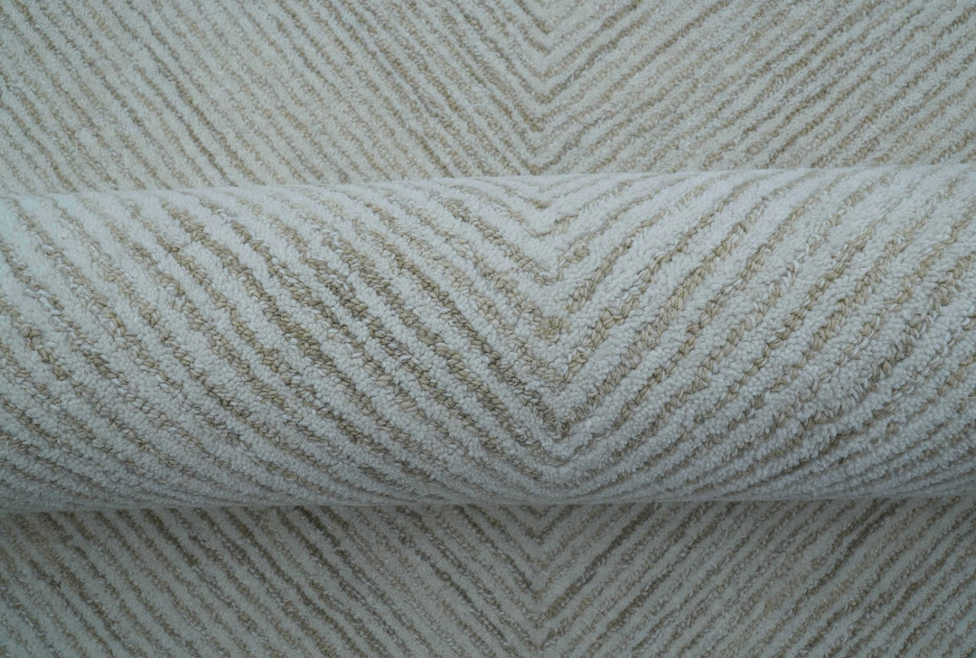 Zoha Custom Made Modern Style White And Beige Wool Rug - The Rug Decor