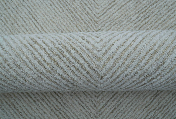 Zoha Custom Made Modern Style White And Beige Wool Rug - The Rug Decor