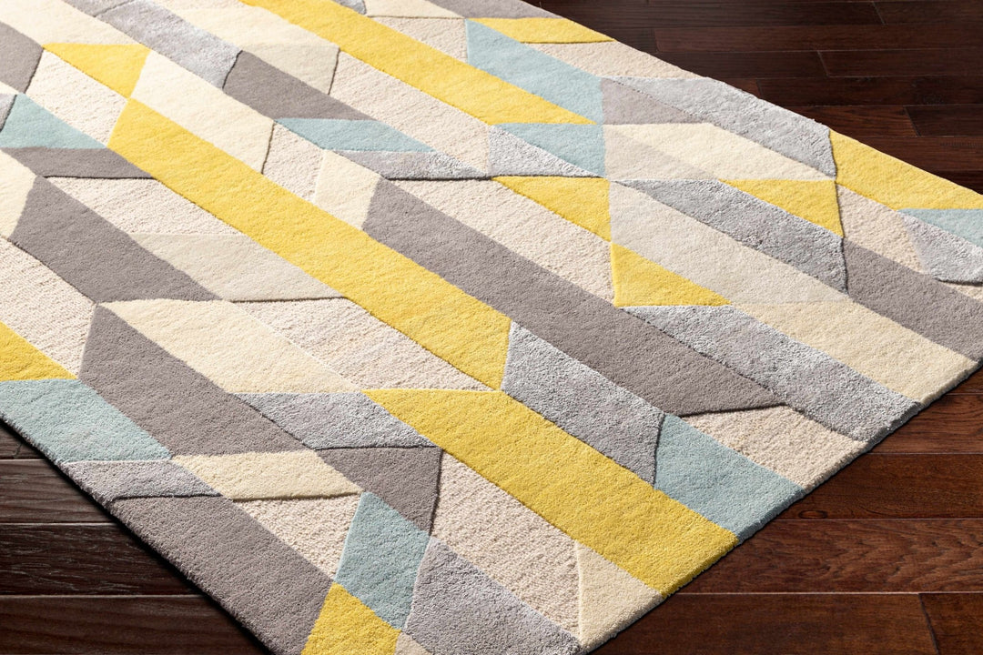 Zoie Contemporary Geometrical Yellow And Gray Area Rug - The Rug Decor