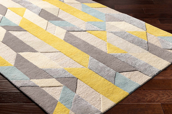 Zoie Contemporary Geometrical Yellow And Gray Area Rug - The Rug Decor