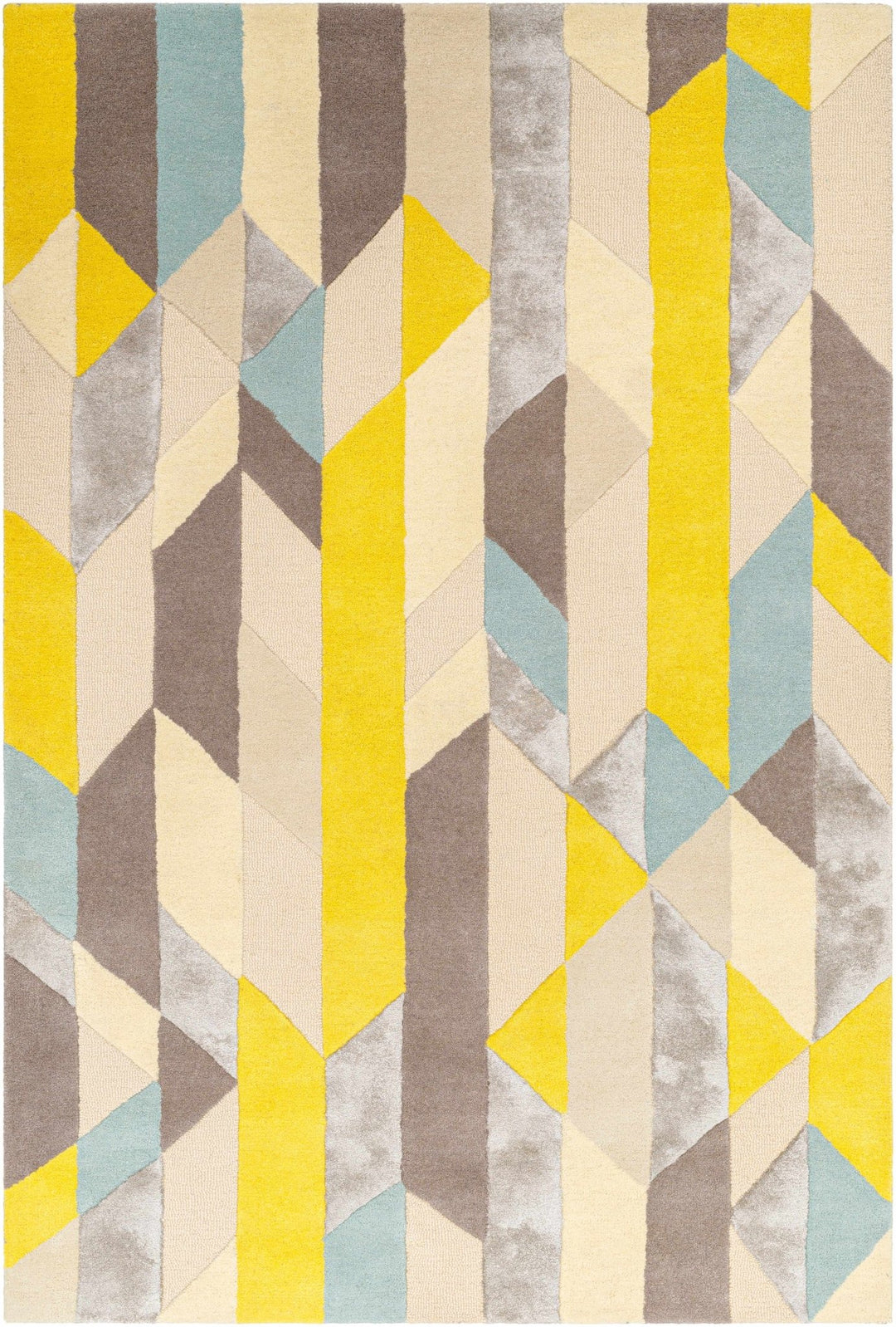 Zoie Contemporary Geometrical Yellow And Gray Area Rug - The Rug Decor