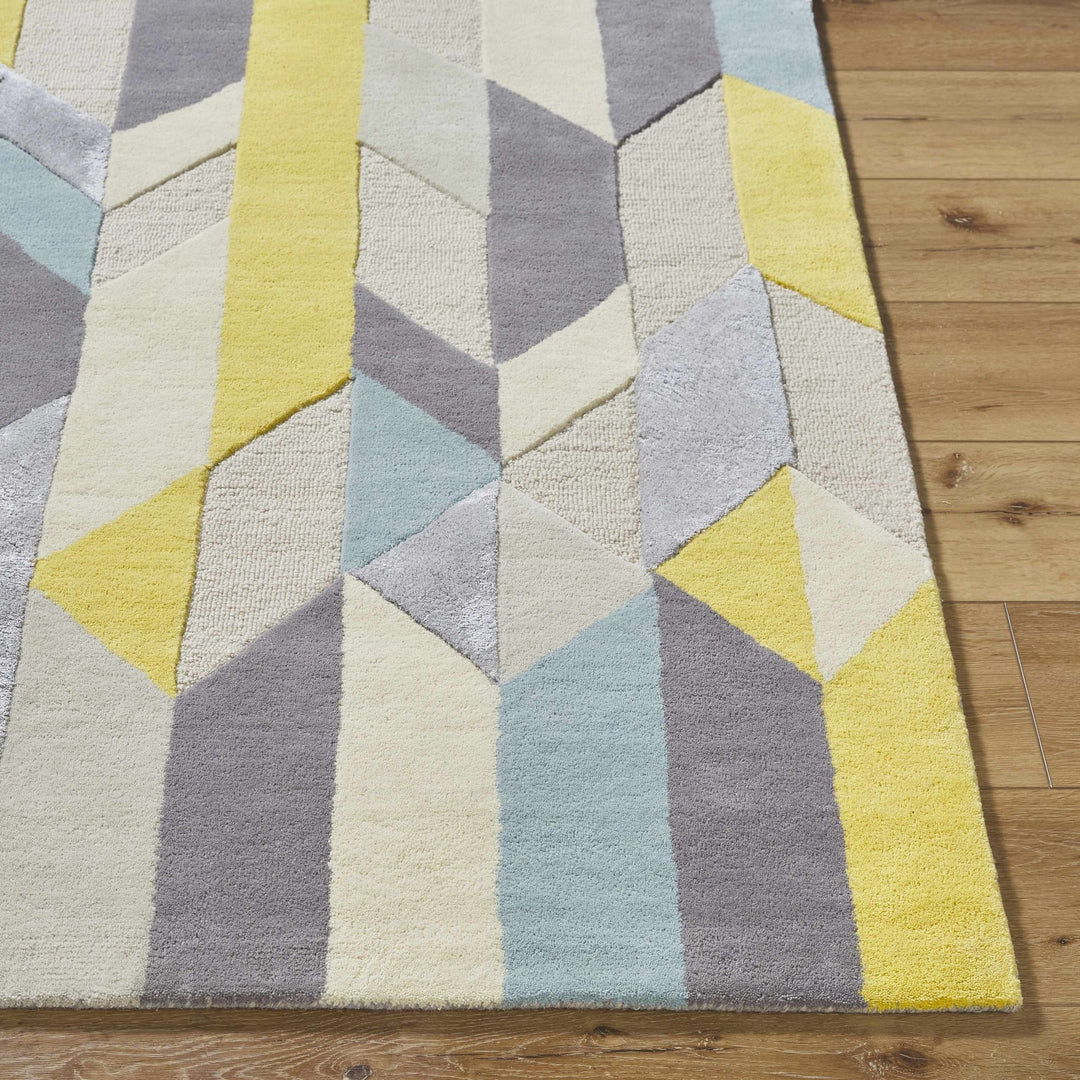 Zoie Contemporary Geometrical Yellow And Gray Area Rug - The Rug Decor