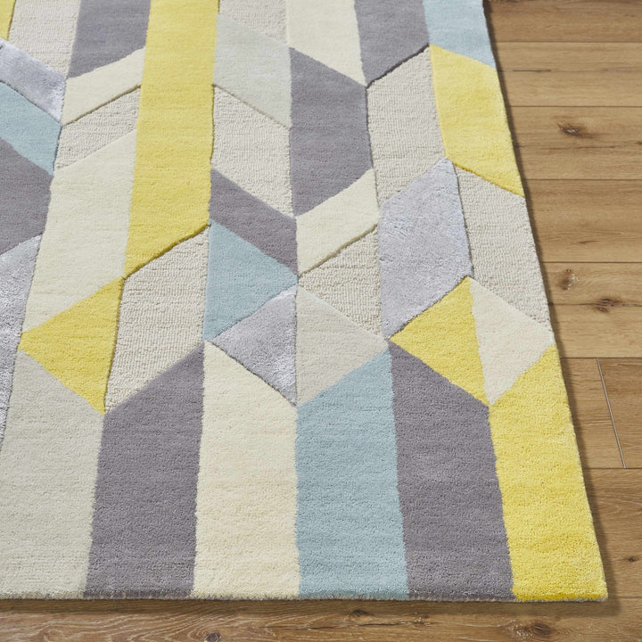 Zoie Contemporary Geometrical Yellow And Gray Area Rug - The Rug Decor