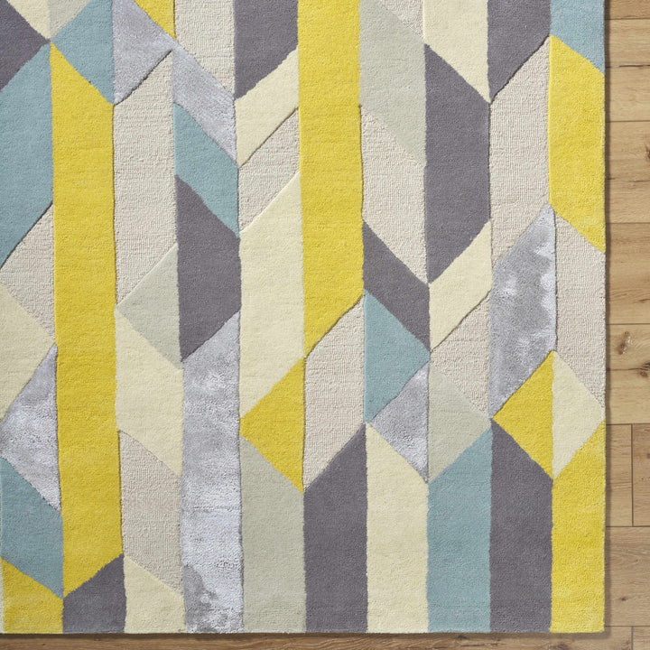 Zoie Contemporary Geometrical Yellow And Gray Area Rug - The Rug Decor
