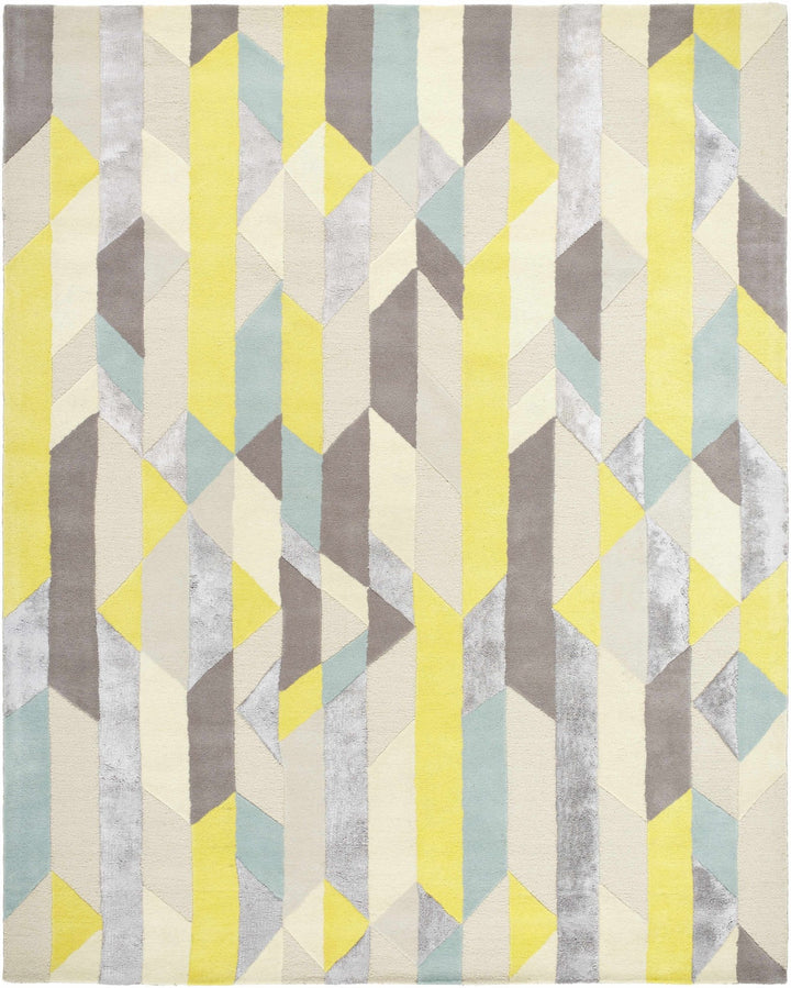 Zoie Contemporary Geometrical Yellow And Gray Area Rug - The Rug Decor