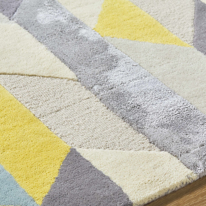 Zoie Contemporary Geometrical Yellow And Gray Area Rug - The Rug Decor