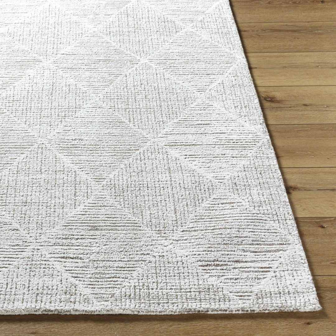 Zonta Modern Geometric Design Ivory Hand Tufted Wool Area Rug