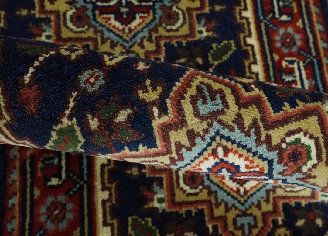 10 feet runner Hand knotted Mustard, Blue and Brown Traditional wool area rug - The Rug Decor